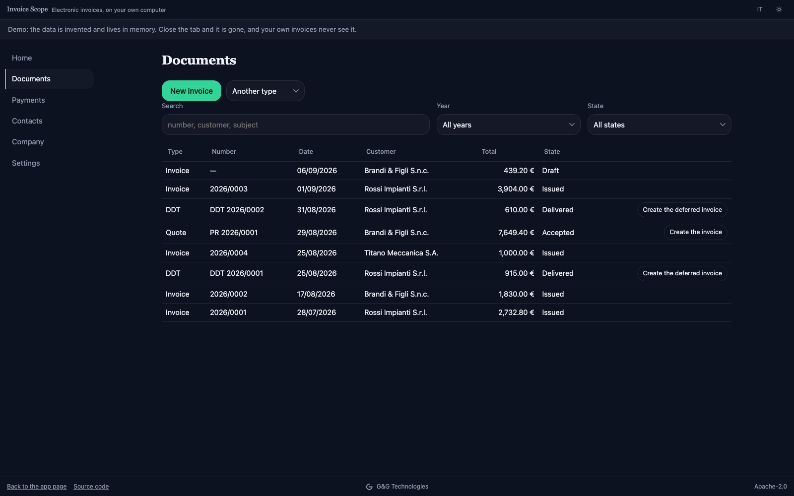 The app running in the browser.