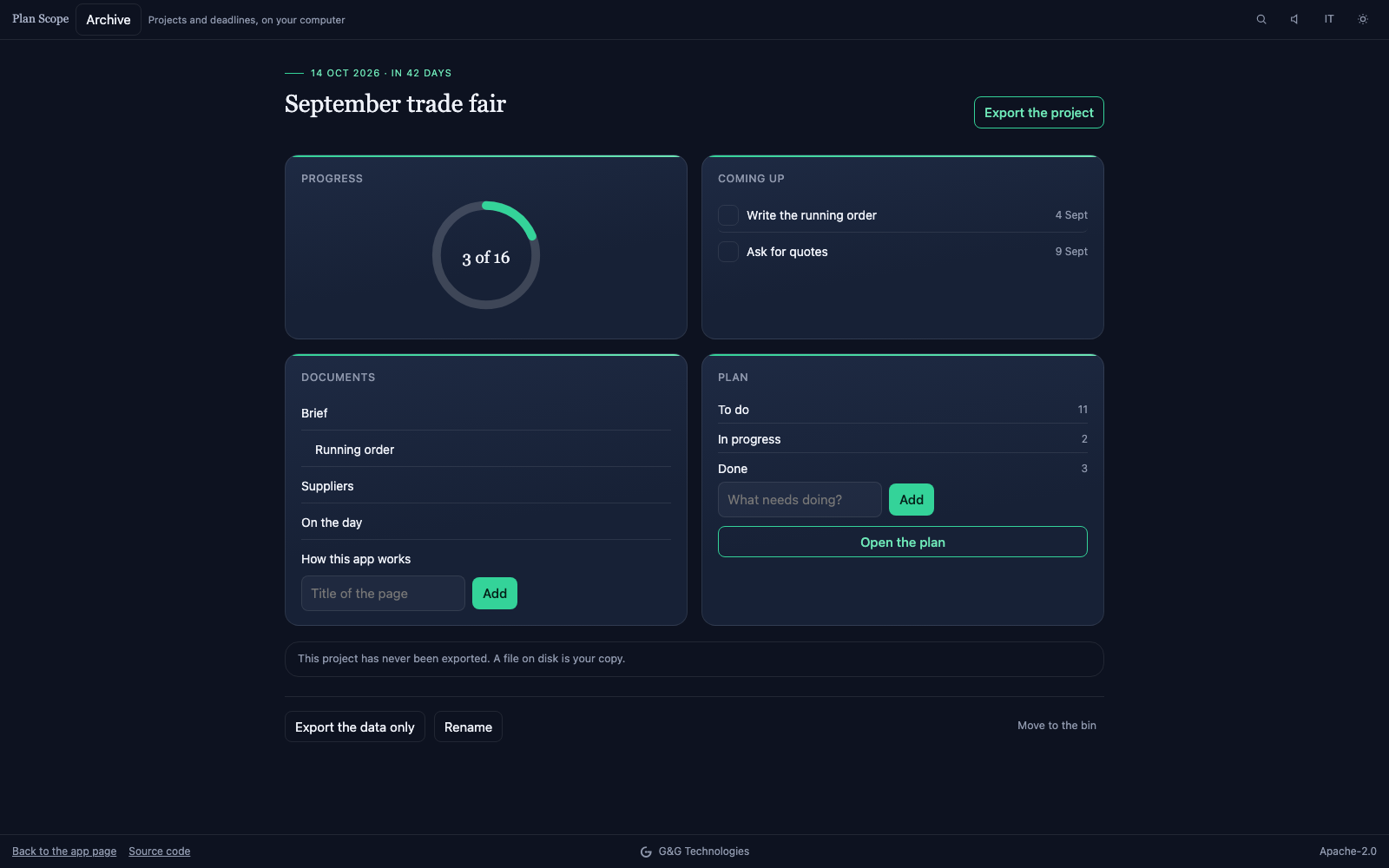 The app running in the browser.