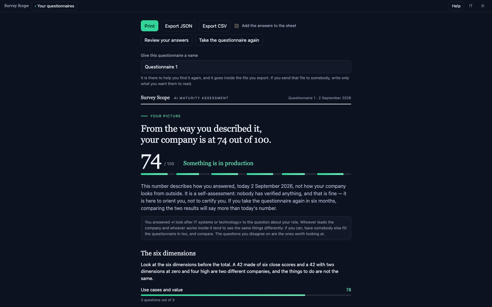 The app running in the browser.